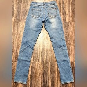 Y2K Just USA Strech Jeans in  Sexy Mid Blue Wash Low Rise Size 3
